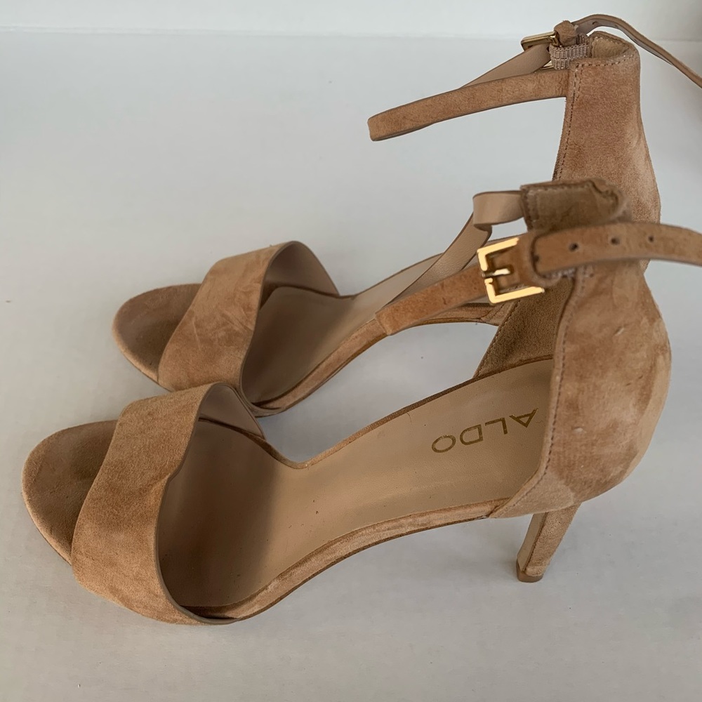 Aldo Tan Heels With Ankle Strap Sz 8
